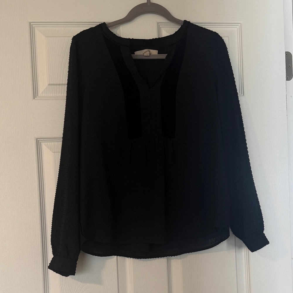 LOFT Black Long Sleeve Blouse